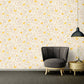 Classic Scrollwork Damask Butterflies Textured Wallpaper in Cream/Yellow