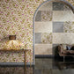 Classic Scrollwork Damask Butterflies Textured Wallpaper in Pink/Gold