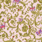 Classic Scrollwork Damask Butterflies Textured Wallpaper in Pink/Gold