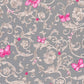Classic Scrollwork Damask Butterflies Textured Wallpaper in Grey/Purple