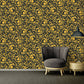Damask Scrollwork Floral Textured Wallpaper in Black/Gold