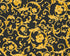 Damask Scrollwork Floral Textured Wallpaper in Black/Gold