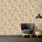 Damask Scrollwork Floral Textured Wallpaper in Pink/Gold