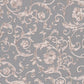 Damask Scrollwork Floral Textured Wallpaper in Grey/Metallic