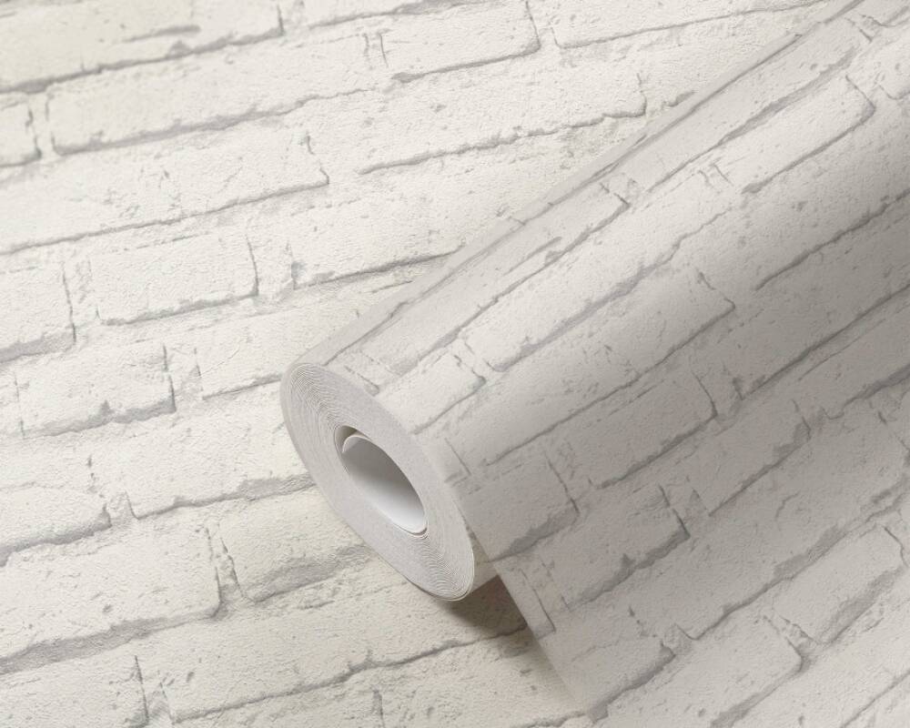 Brick Stone Wallpaper in White/Grey