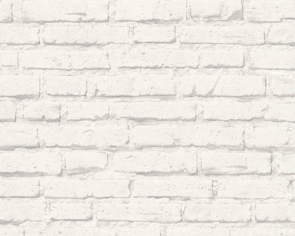 Sample Brick Stone Wallpaper in White/Grey
