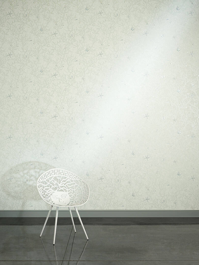 Floral Corals Seashells Textured Wallpaper in Green/Metallic