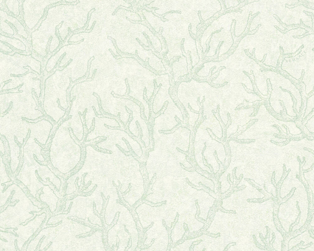 Floral Corals Textured Wallpaper in Green/Metallic