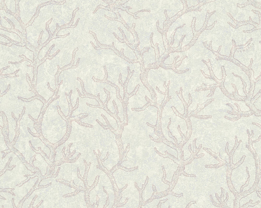Floral Corals Textured Wallpaper in Grey/Metallic