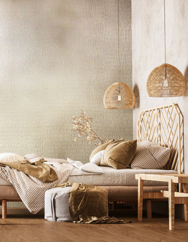 Ruche Silk Wallpaper in Soft Beige