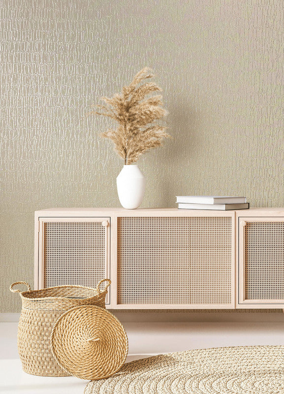 Ruche Silk Wallpaper in Soft Beige
