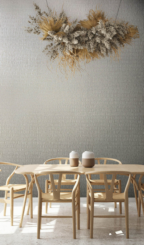 Ruche Silk Wallpaper in Cream/Grey