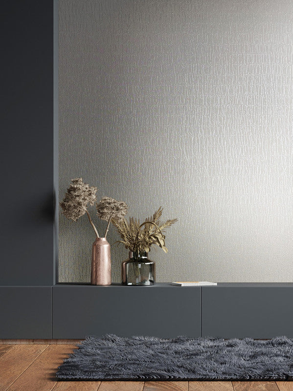 Ruche Silk Wallpaper in Cream/Grey
