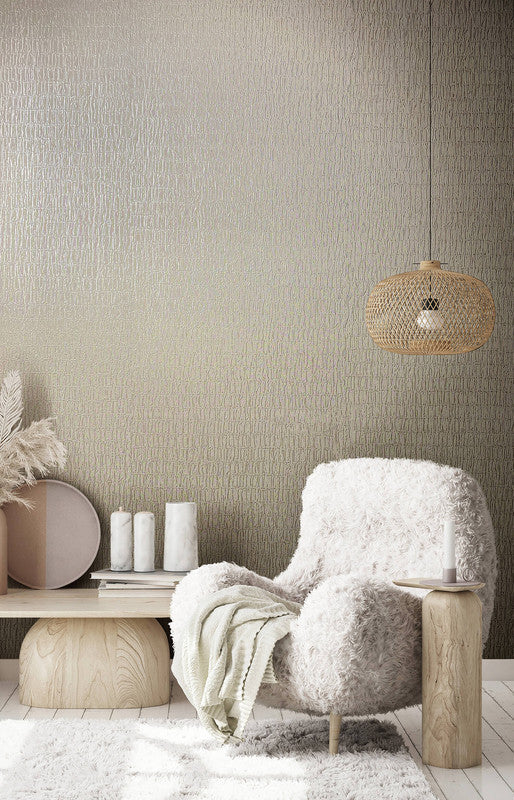 Ruche Silk Wallpaper in Beige
