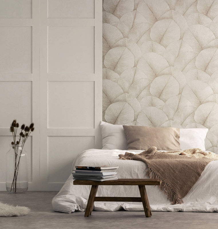 Palm Leaf Wallpaper in Beige
