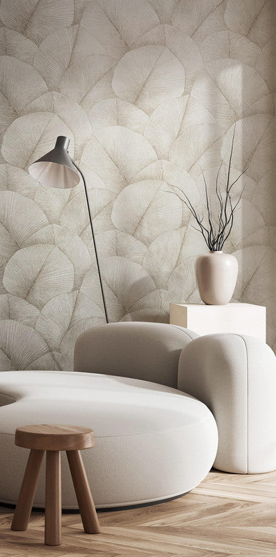 Palm Leaf Wallpaper in Beige