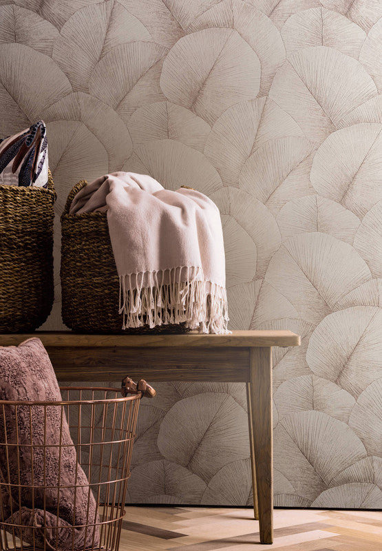 Palm Leaf Wallpaper in Pink/Rose