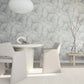 Palm Leaf Wallpaper in Grey/Blue