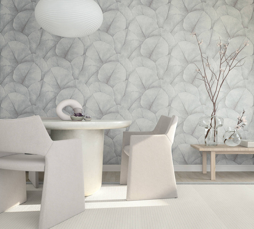 Palm Leaf Wallpaper in Grey/Blue