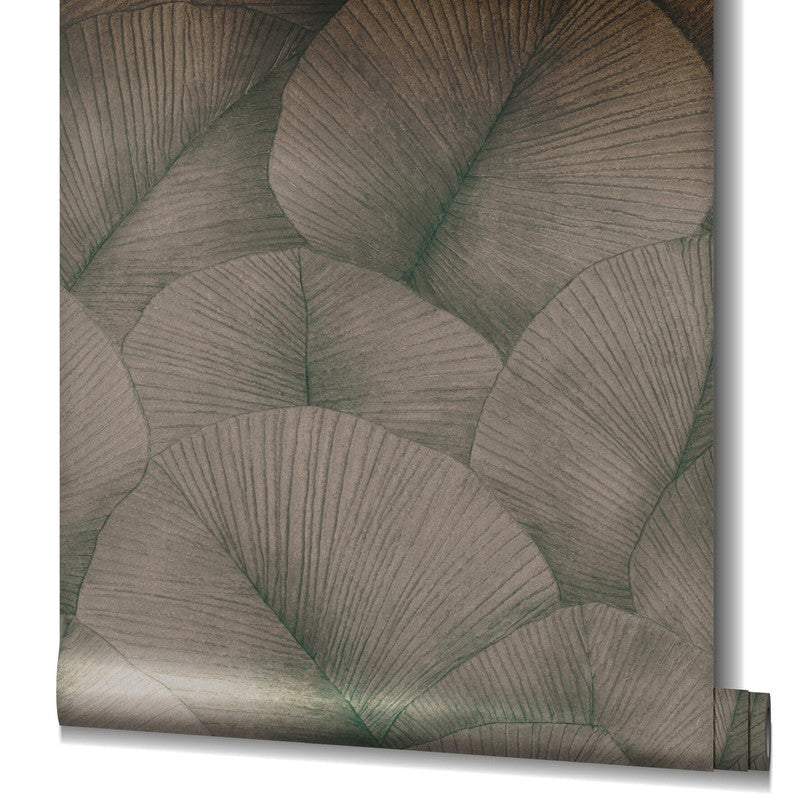 Palm Leaf Wallpaper in Brown/Gold