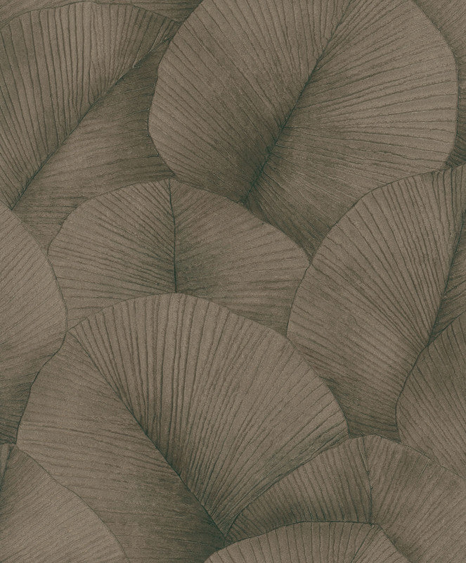 Palm Leaf Wallpaper in Brown/Gold