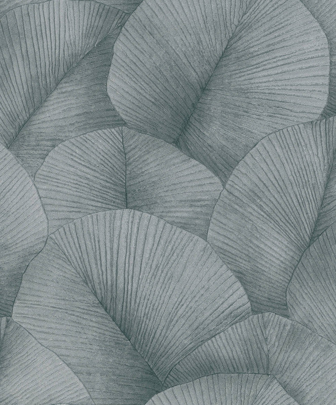 Sample Palm Leaf Wallpaper in Grey/Silver