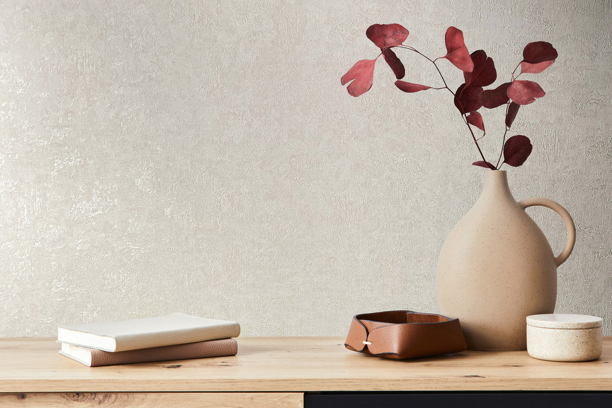 Plaster Wallpaper in Cream/Beige
