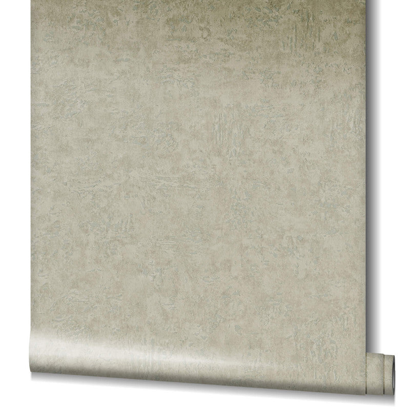 Plaster Wallpaper in Green/Brown