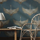 Stork Wallpaper in Green/Beige