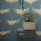 Stork Wallpaper in Green/Beige