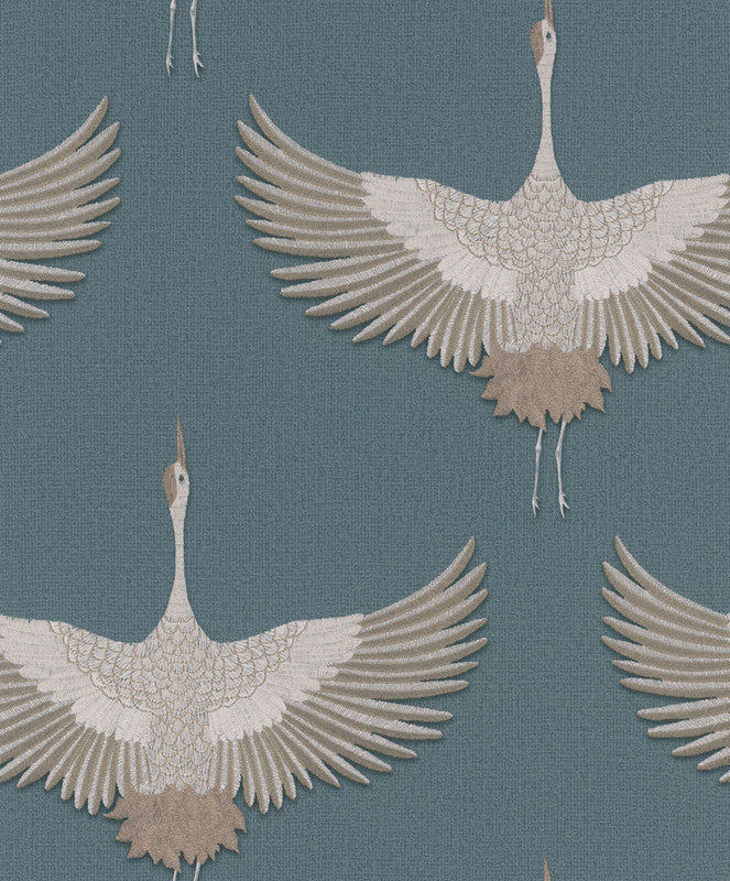 Stork Wallpaper in Green/Beige