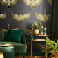 Stork Wallpaper in Black/Gold
