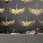 Stork Wallpaper in Black/Gold