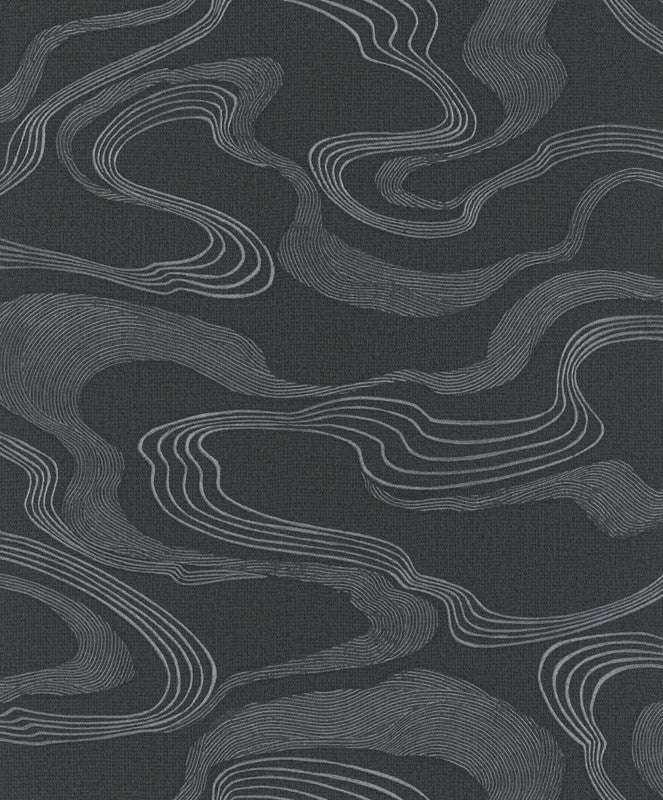 Sample Flow Wallpaper in Black/Grey