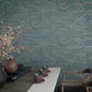 Flow Wallpaper in Green/Rose Gold