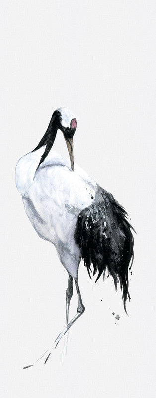Painted Crane Single Wall Mural in Black/White