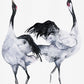 Painted Crane Pair Up Wall Mural in Black/White