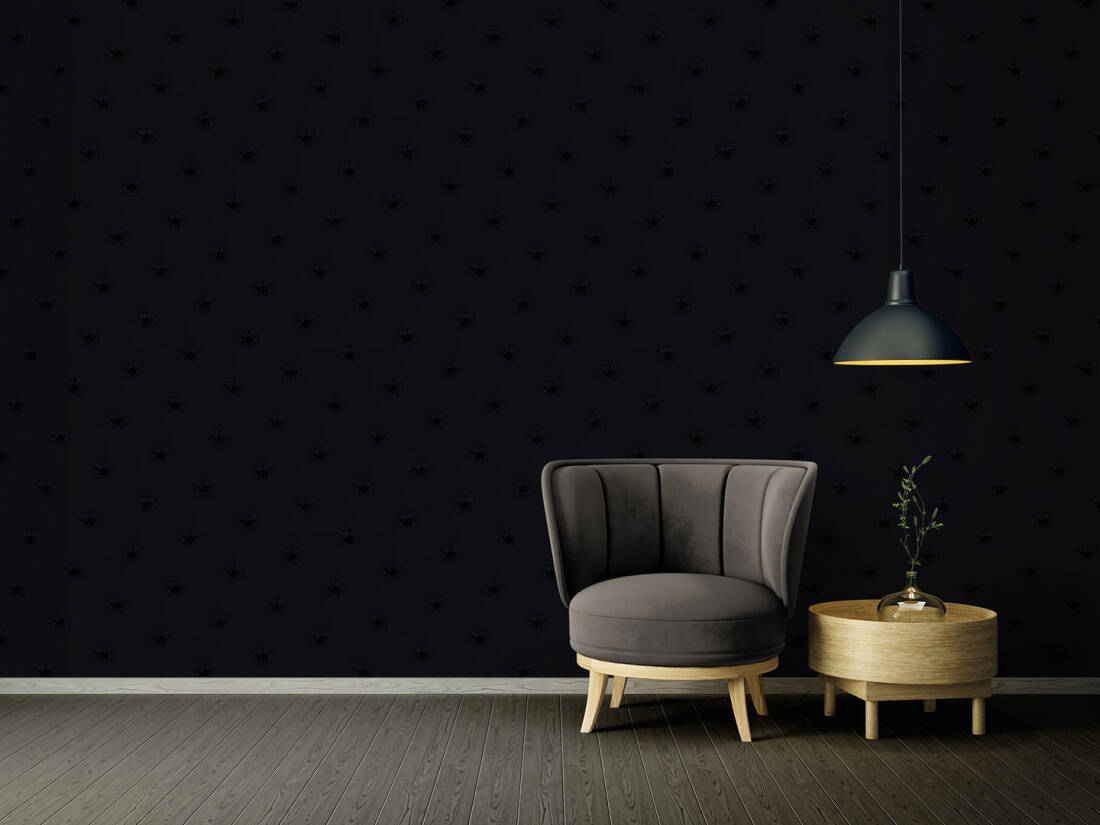 Motif Dots Textured Wallpaper in Black