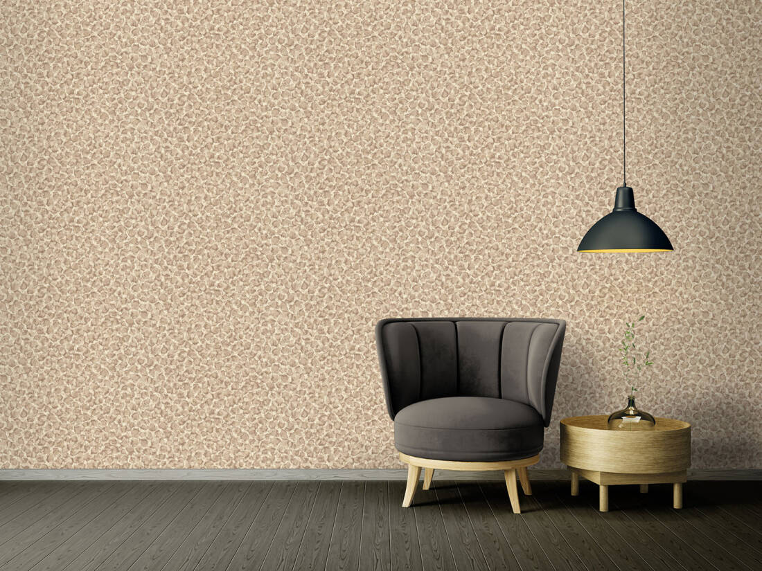 Leopard Print Textured Wallpaper in Beige/Metallic