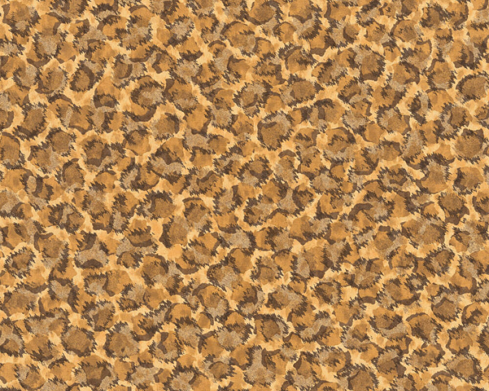 Leopard Print Textured Wallpaper in Orange/Metallic