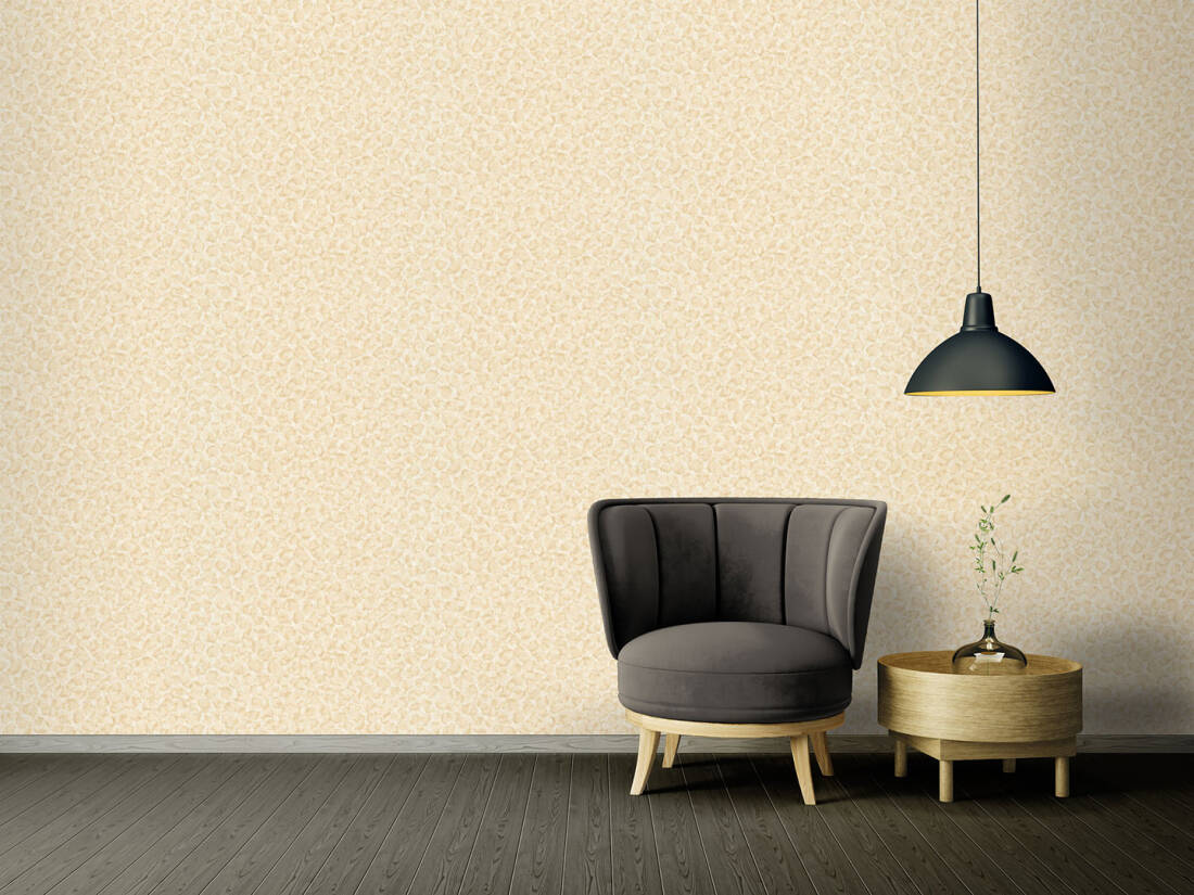 Leopard Print Textured Wallpaper in Cream/Metallic