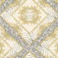 Floral Rhombuses Textured Wallpaper in Cream/Grey/Metallic