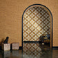 Floral Rhombuses Textured Wallpaper in Cream/Gold
