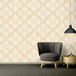 Floral Rhombuses Textured Wallpaper in Beige/Cream