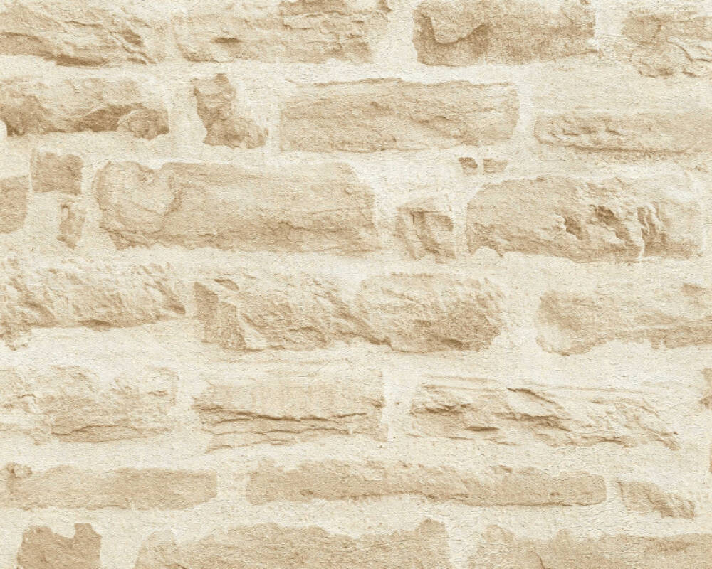 Sample Brick Stone Wallpaper in Beige/Cream