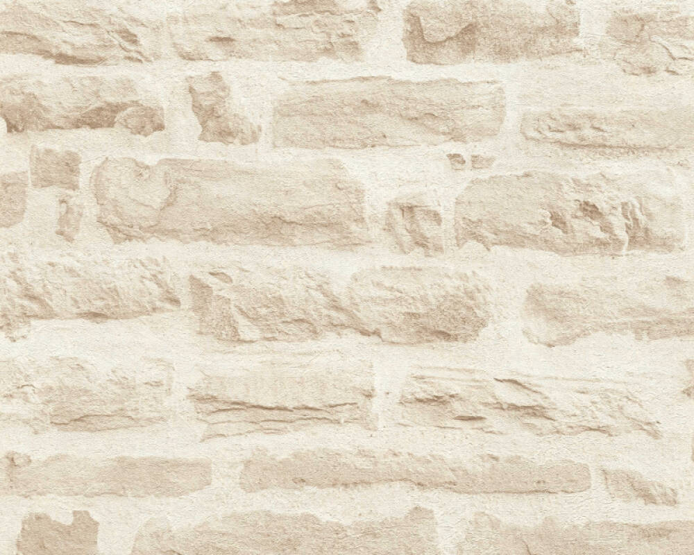 Sample Brick Stone Wallpaper in Soft Beige/Cream
