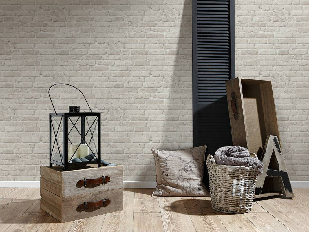 Brick Stone Wallpaper in Grey