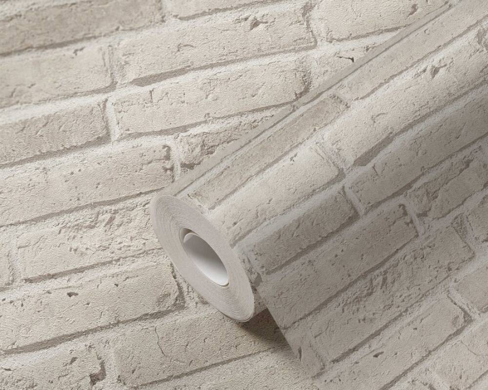 Brick Stone Wallpaper in Grey