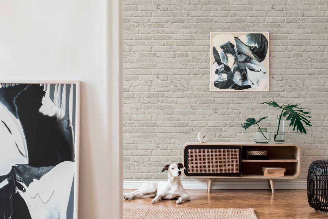 Brick Stone Wallpaper in Grey