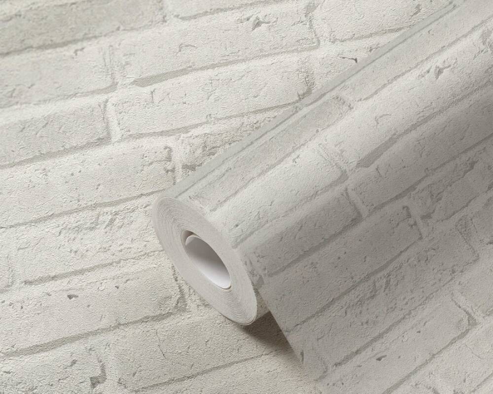 Brick Stone Wallpaper in Soft Grey